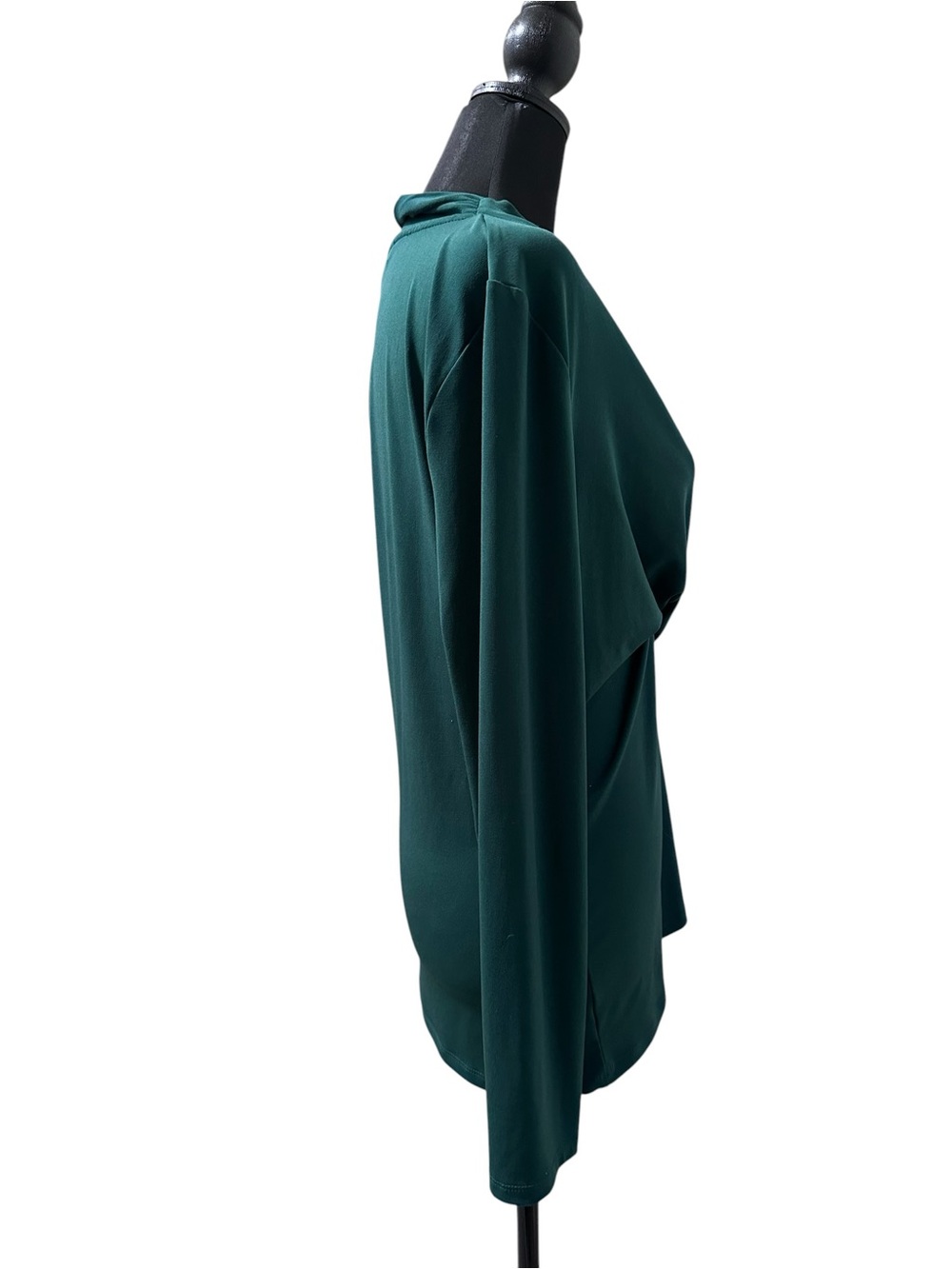 DKNY Green Draped Wrap-Front Long Sleeve Blouse - Picture 4 of 9